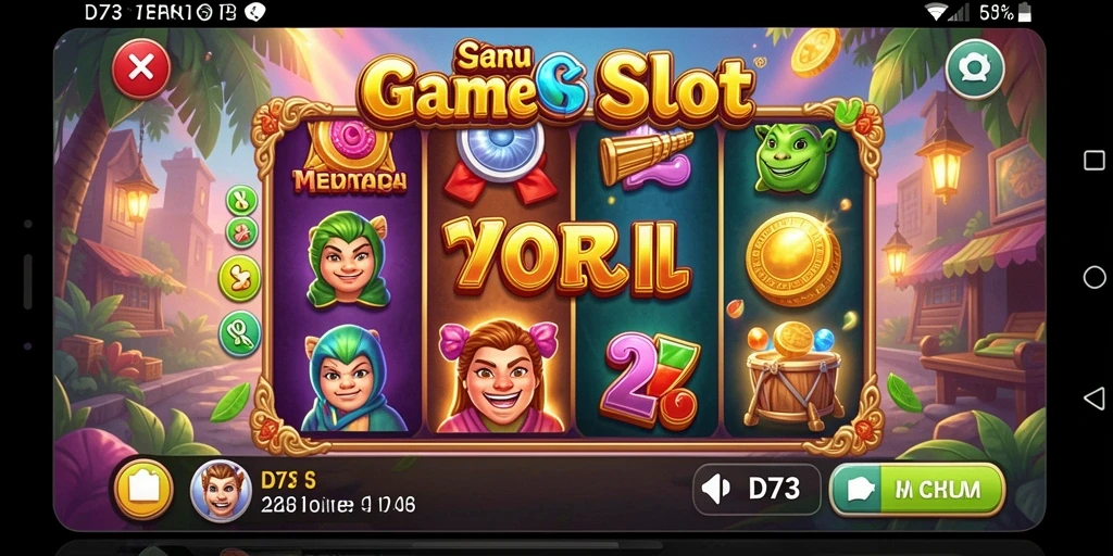 Screenshot gameplay D73 menampilkan aksi seru dari mesin slot.