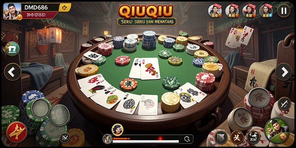 Tampilan gameplay seru DMD686 dalam aksi QiuQiu.