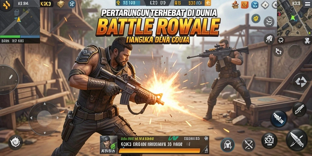 Tangkapan layar K3K3 menunjukkan aksi mengesankan dalam pertempuran Battle Royale.