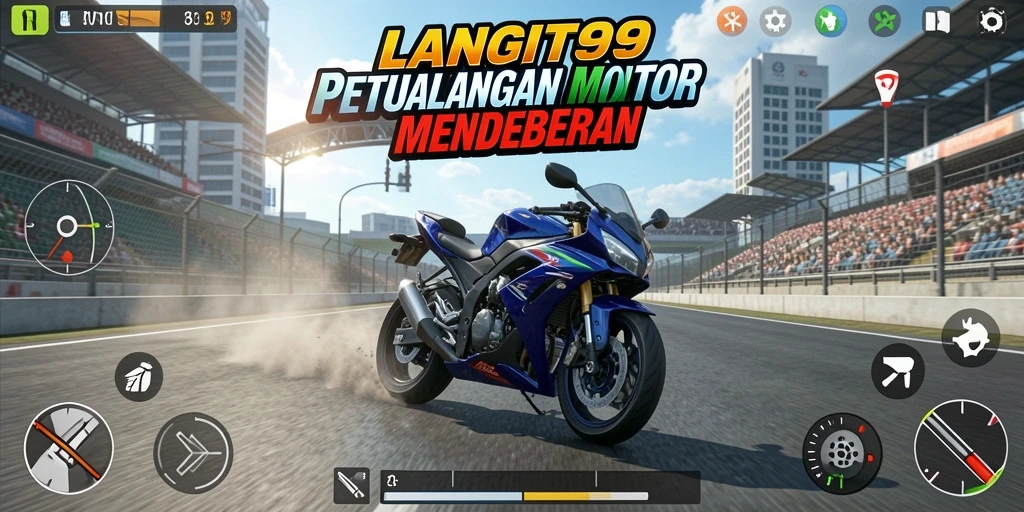 Tampilan gameplay luar biasa dari LANGIT99 dengan aksi balap motor yang seru.