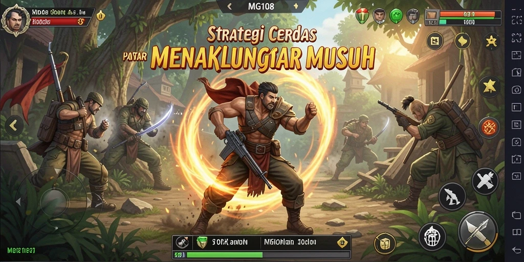 Tampilan aksi seru dalam gameplay MG108 yang penuh strategi.