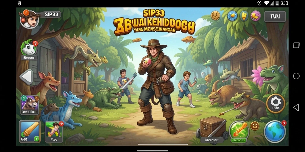 Tampilan gameplay menarik dari SIP33 yang menampilkan aktivitas sehari-hari.