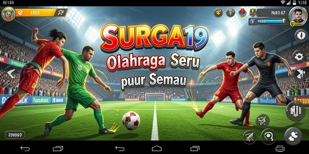 Screenshot utama SURGA19 menampilkan gameplay olahraga yang mendebarkan.