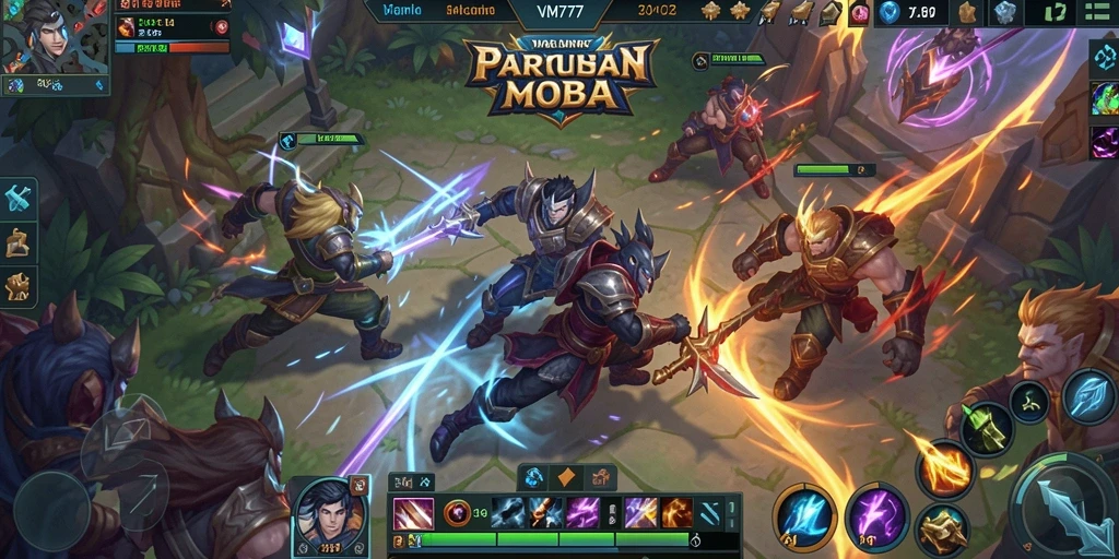 Tampilan gameplay MOBA yang menarik dan intens.