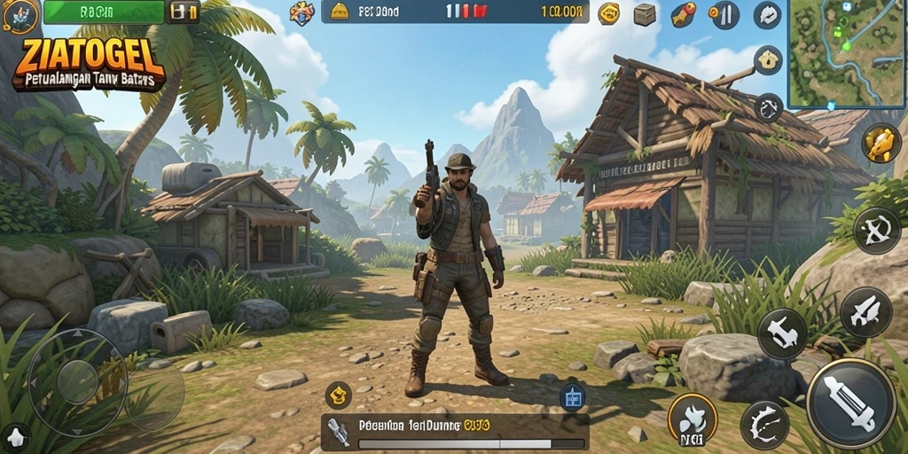 Tampilan gameplay ZIATOGEL menampilkan petualangan seru di dunia terbuka.